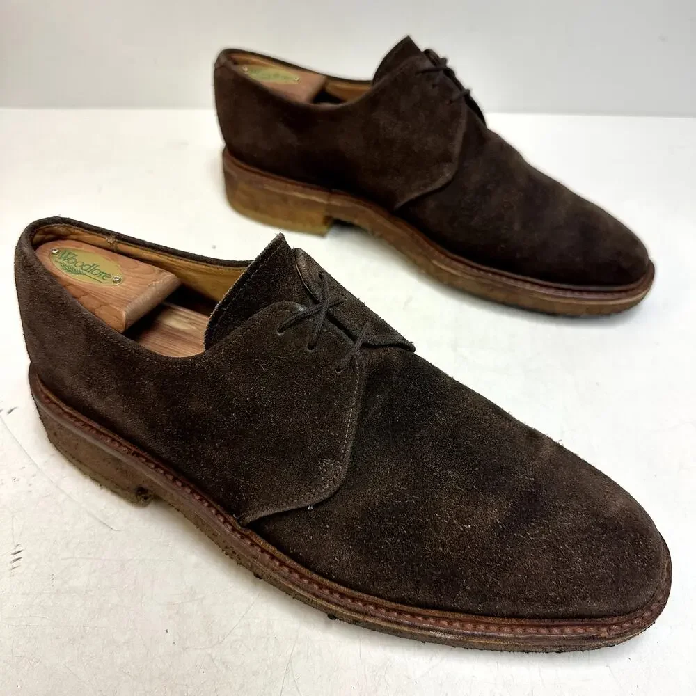 NEW HEELS Crockett & Jones Suede Plain Toe Derby Bench Made in England 10.5 D